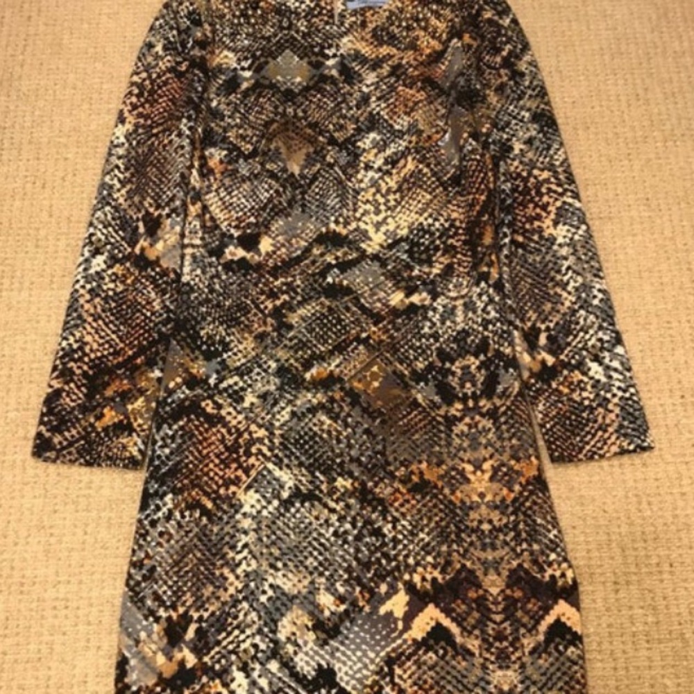 Vtg Y2K Blumarine embellished beaded crystal animal print  Cocktail Wool Dress